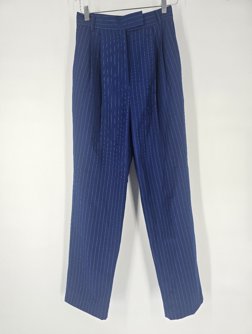 The Frankie Shop Bea Pleated Striped Blue Straight Leg Pants Size S
